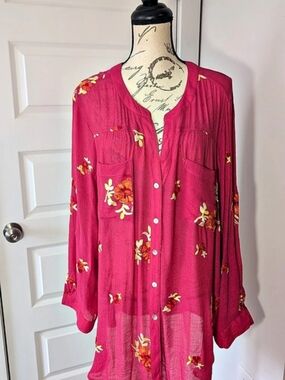 Fig And Flower Floral Tunic in Pink Size 3X